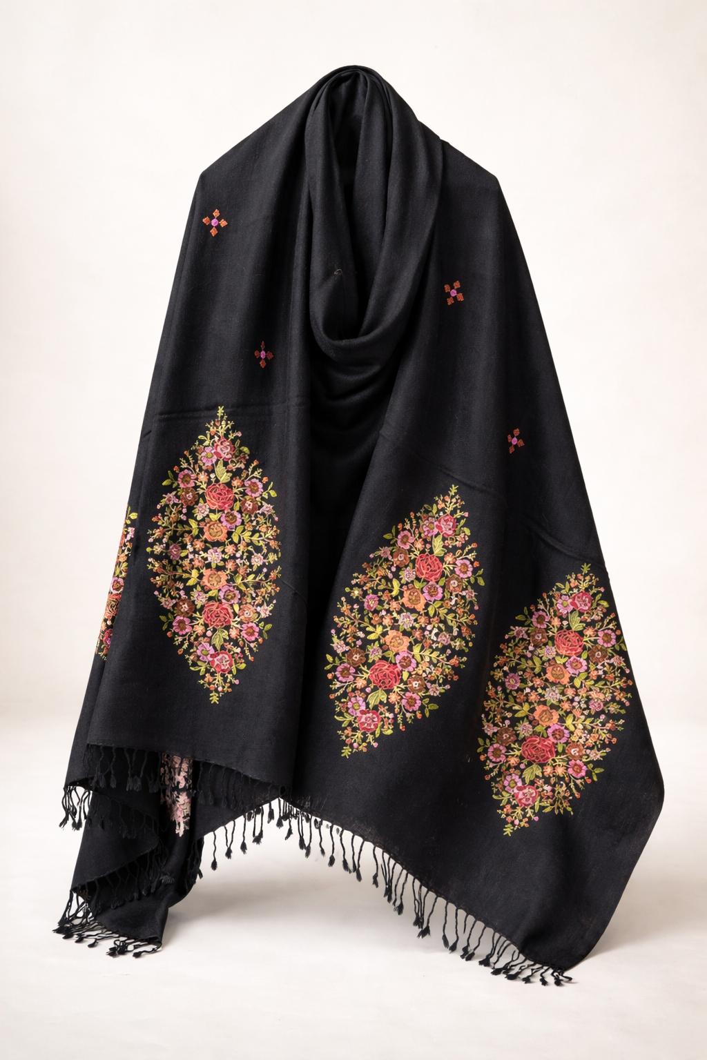 Premium Handwoven Shawl for women - Handmade Embroidery - Chitral Wool