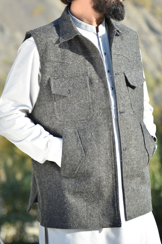 Premium Chitrali Wool Waistcoat for Men - Handmade - Chitral Wool