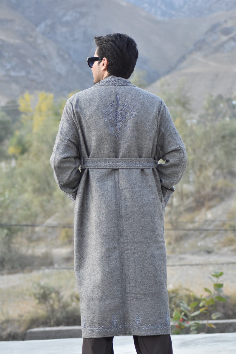 Chitrali Wool Long Coat (Shoqa) for Men — Traditional Handwoven Long Coat from Chitral - Chitral Wool