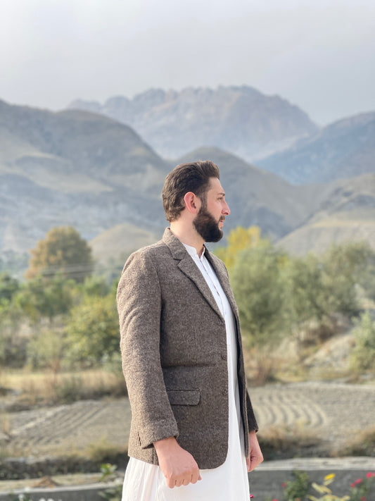 charcoal brown woolen blazer