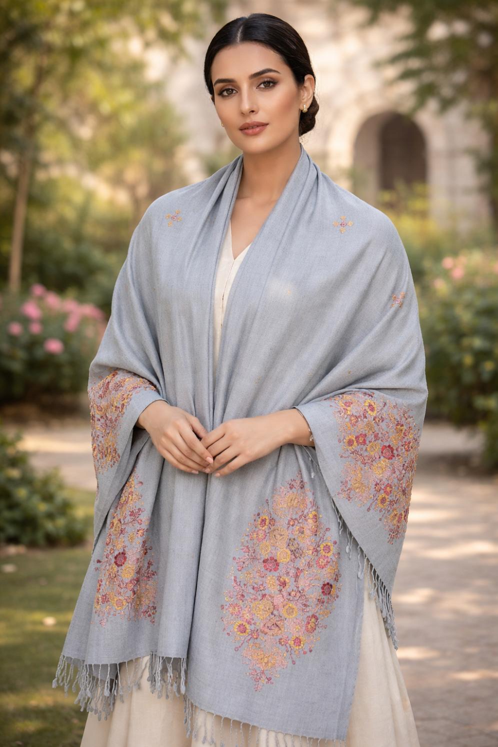 Premium Handwoven Shawl for women - Handmade Embroidery - Chitral Wool