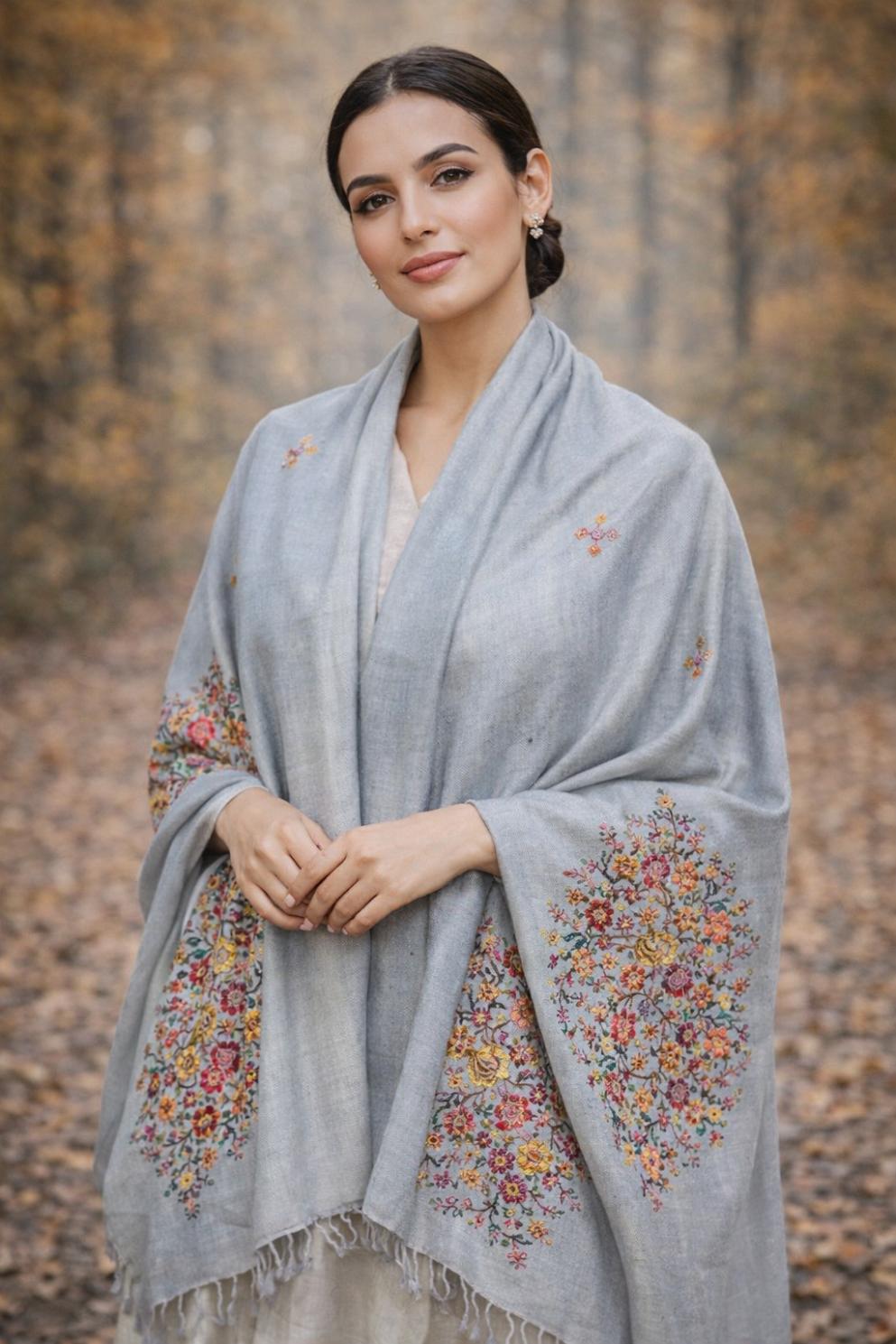 Premium Handwoven Shawl for women - Handmade Embroidery - Chitral Wool