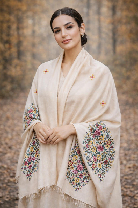 Premium Handwoven Shawl for women - Handmade Embroidery - Chitral Wool