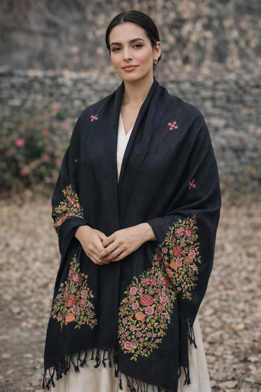 Premium Handwoven Shawl for women - Handmade Embroidery - Chitral Wool