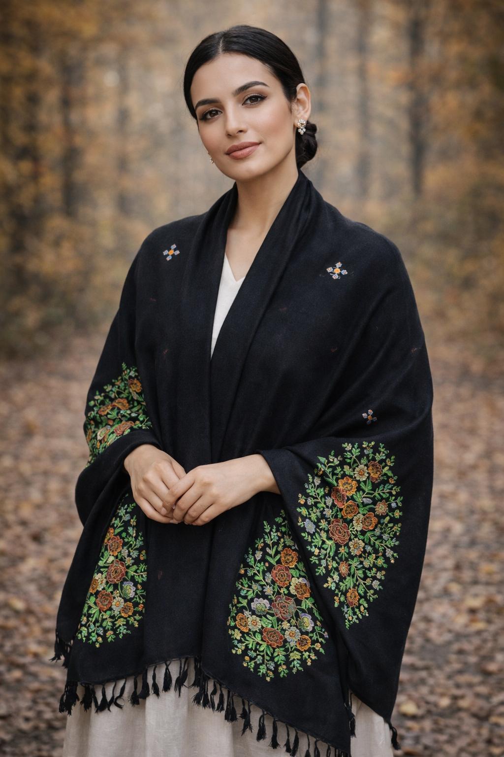Premium Handwoven Shawl for women - Handmade Embroidery - Chitral Wool