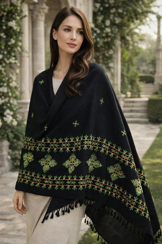 Premium Handwoven Shawl for women - Handmade Embroidery - Chitral Wool