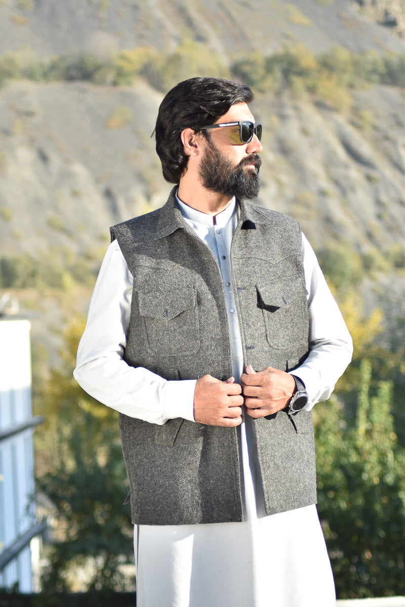 Premium Chitrali Wool Waistcoat for Men - Handmade - Chitral Wool