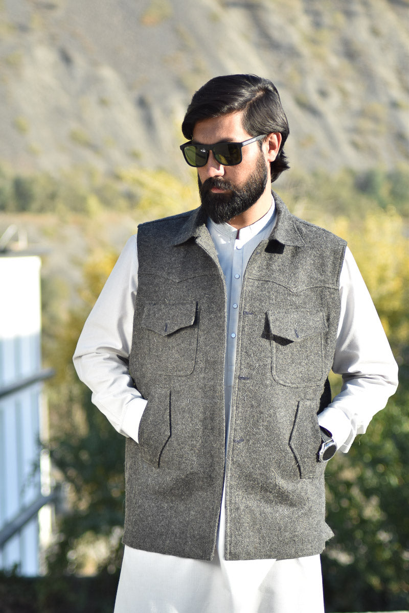 Premium Chitrali Wool Waistcoat for Men - Handmade - Chitral Wool