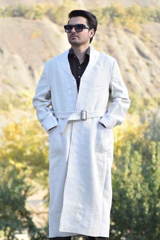 Men’s Chitrali Wool Long Coat (Shoqa) — Traditional Handwoven Long Coat from Chitral - Chitral Wool
