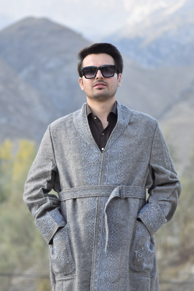 Chitrali Wool Long Coat (Shoqa) for Men — Traditional Handwoven Long Coat from Chitral - Chitral Wool