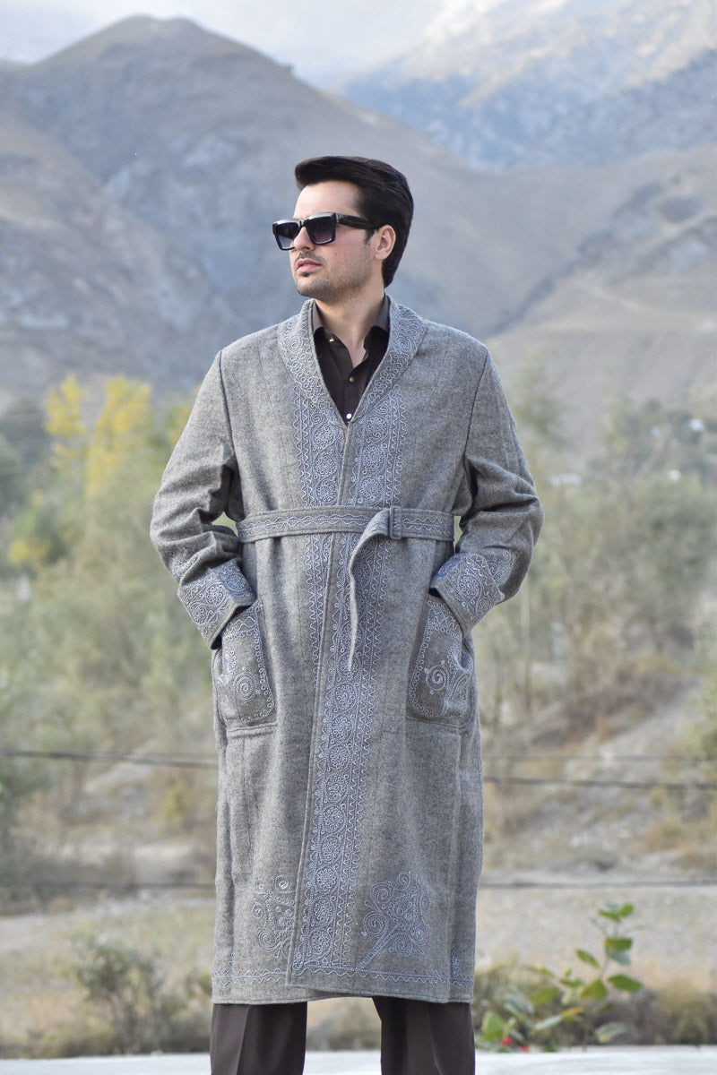 Chitrali Wool Long Coat (Shoqa) for Men — Traditional Handwoven Long Coat from Chitral - Chitral Wool
