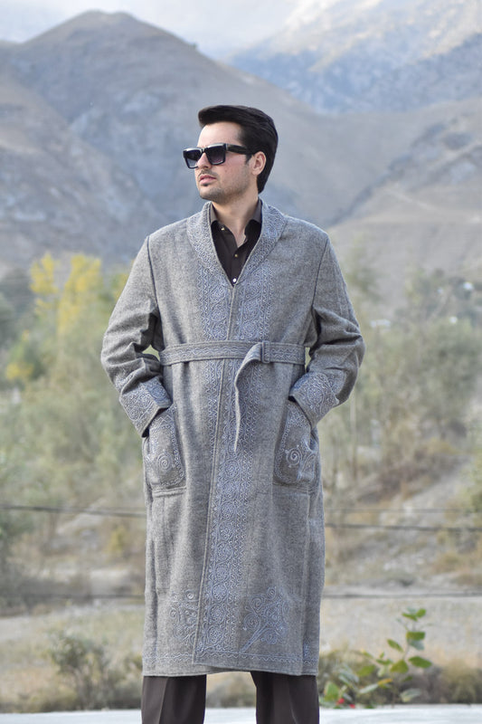 Chitrali Wool Long Coat (Shoqa) for Men — Traditional Handwoven Long Coat from Chitral - Chitral Wool