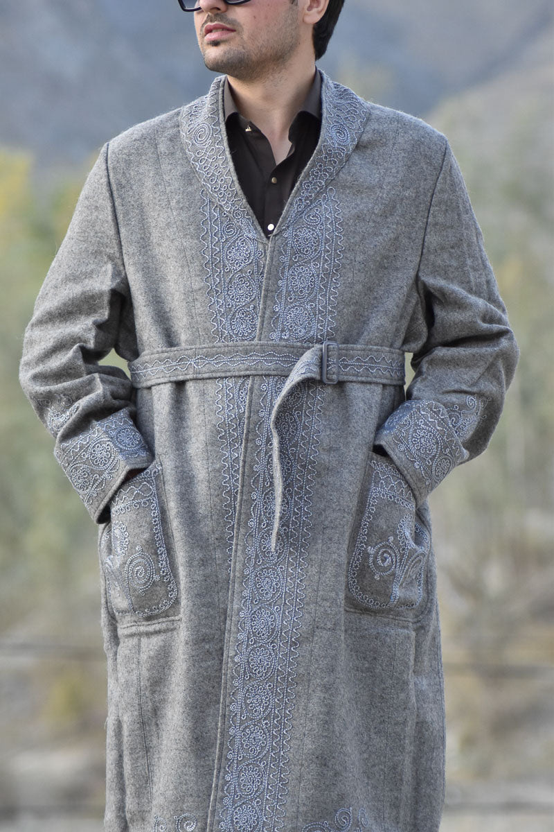 Chitrali Wool Long Coat (Shoqa) for Men — Traditional Handwoven Long Coat from Chitral - Chitral Wool