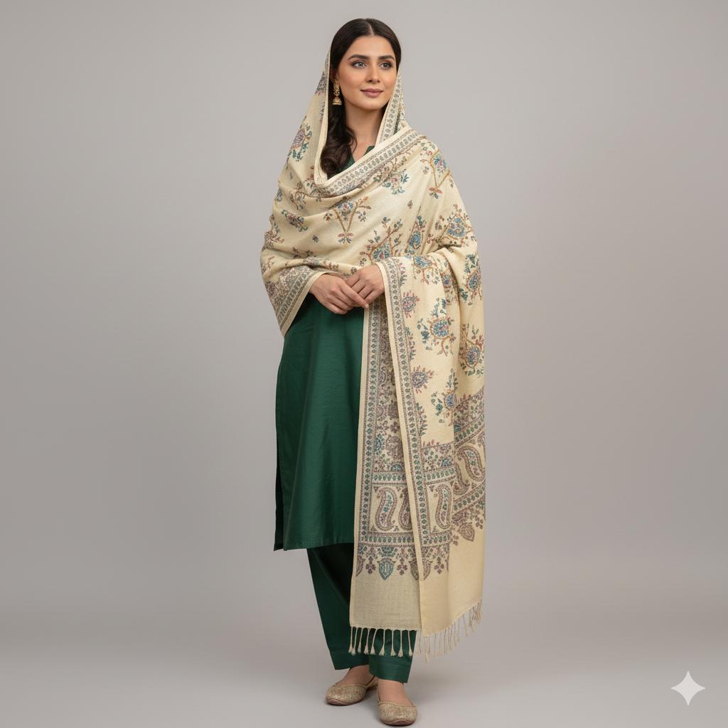 Premium Handwoven Shawl for women - Handmade Embroidery - Chitral Wool