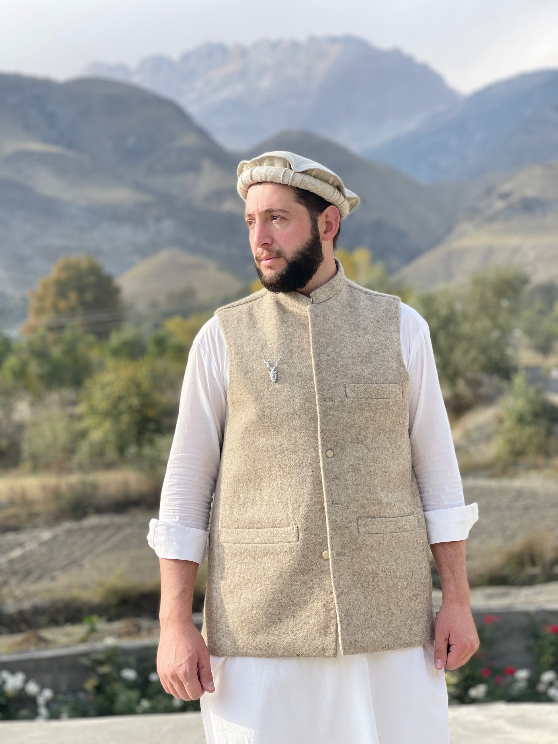 cream woolen waistcoat