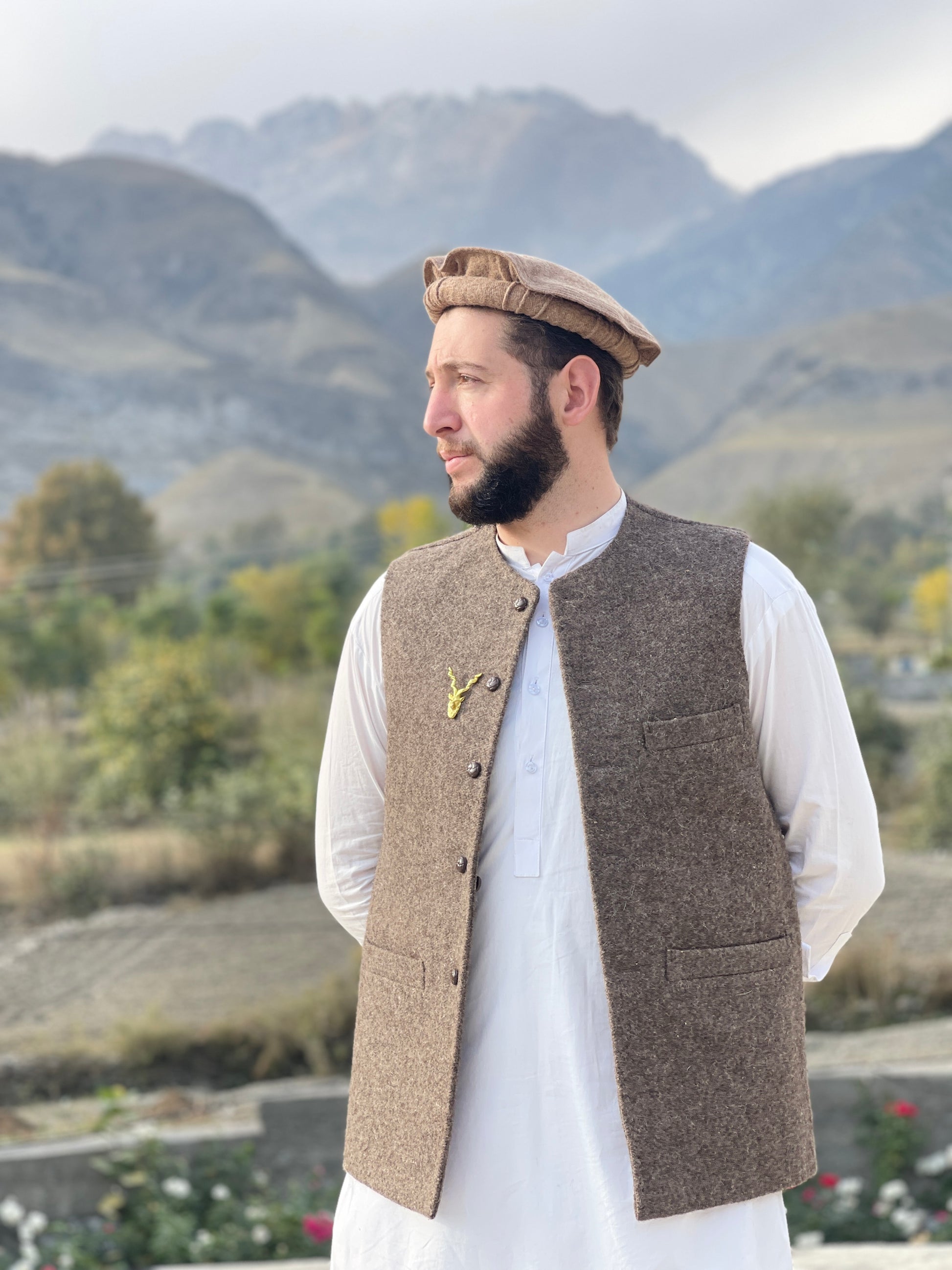 charcoal brown woolen waistcoat