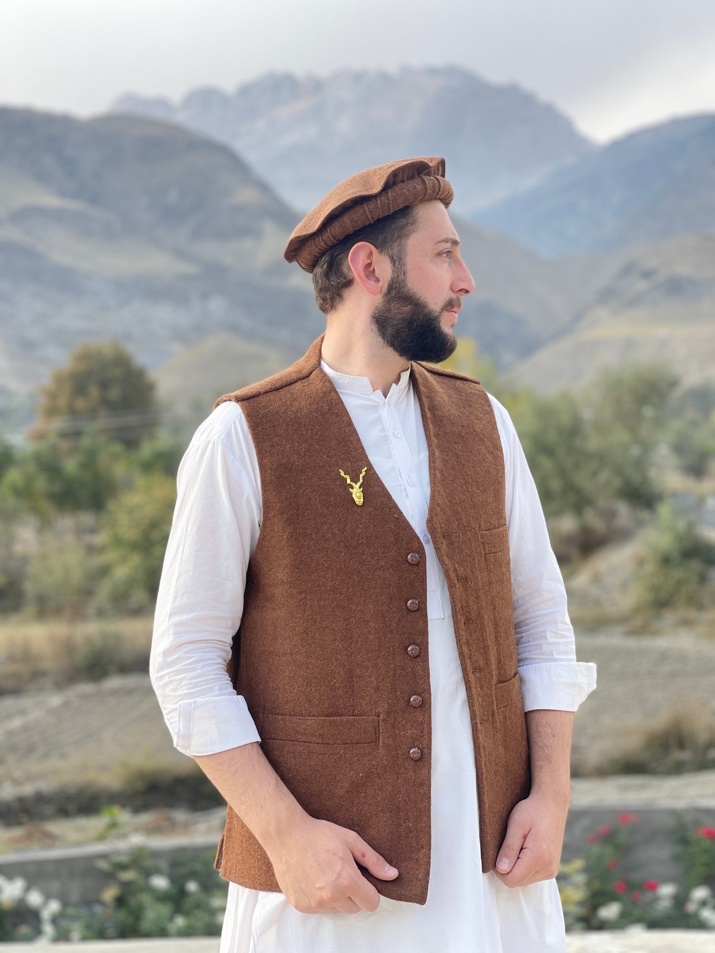 brown woolen waistcoat