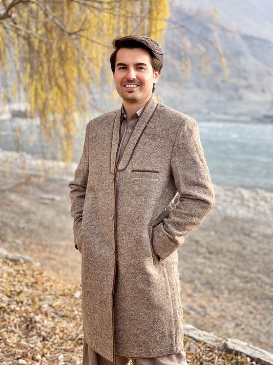 Chitrali Woolen Long Coat for Men — Traditional Handwoven Long Coat from Chitral