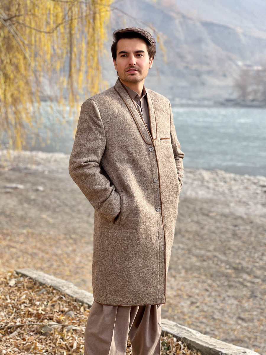 Chitrali Woolen Long Coat for Men — Traditional Handwoven Long Coat from Chitral - Chitral Wool