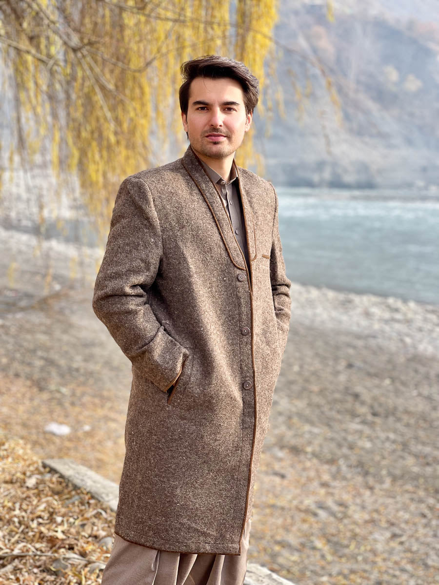 Chitrali Woolen Long Coat for Men — Traditional Handwoven Long Coat from Chitral - Chitral Wool