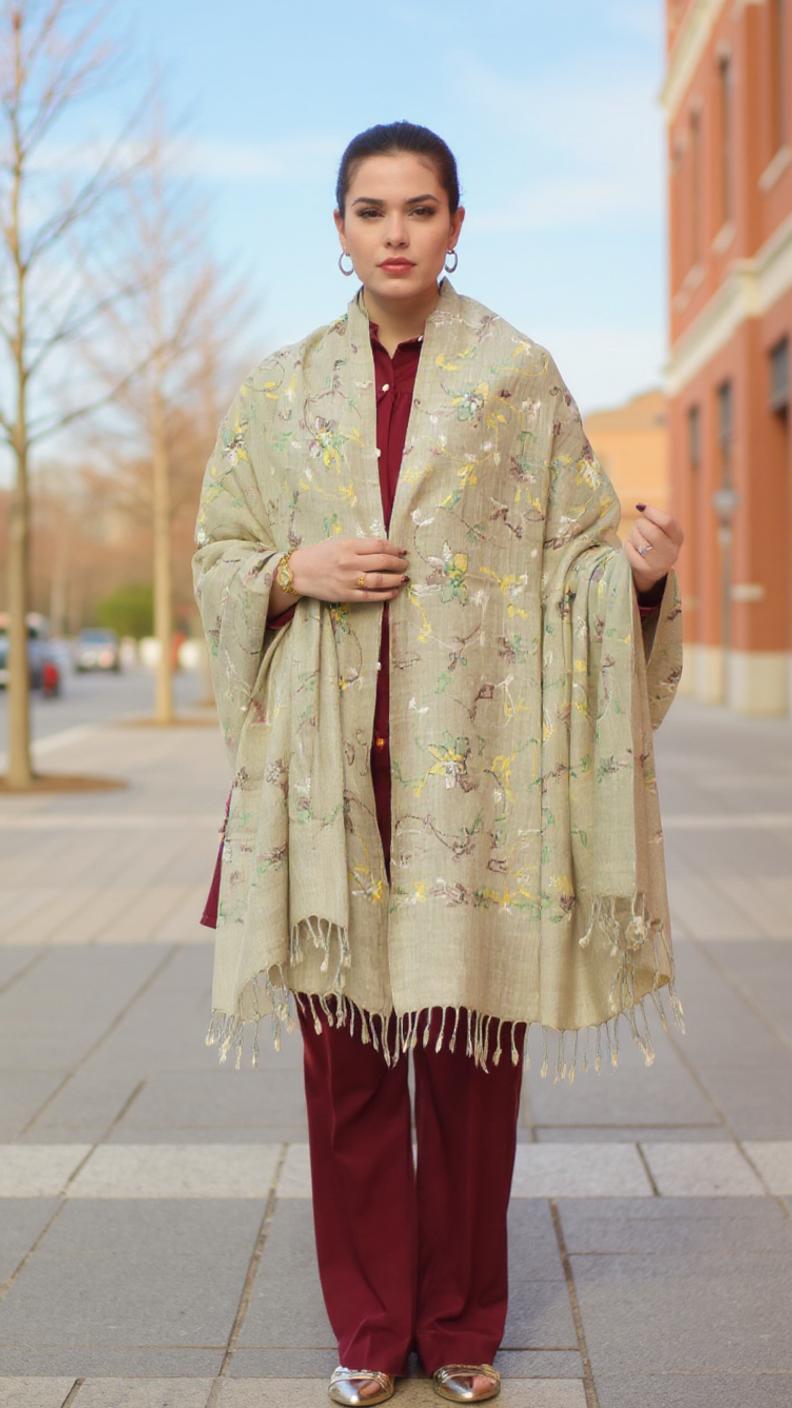 Women Woolen Shawl – Handmade Embroidery Women’s Winter Wrap from Chitral - Chitral Wool