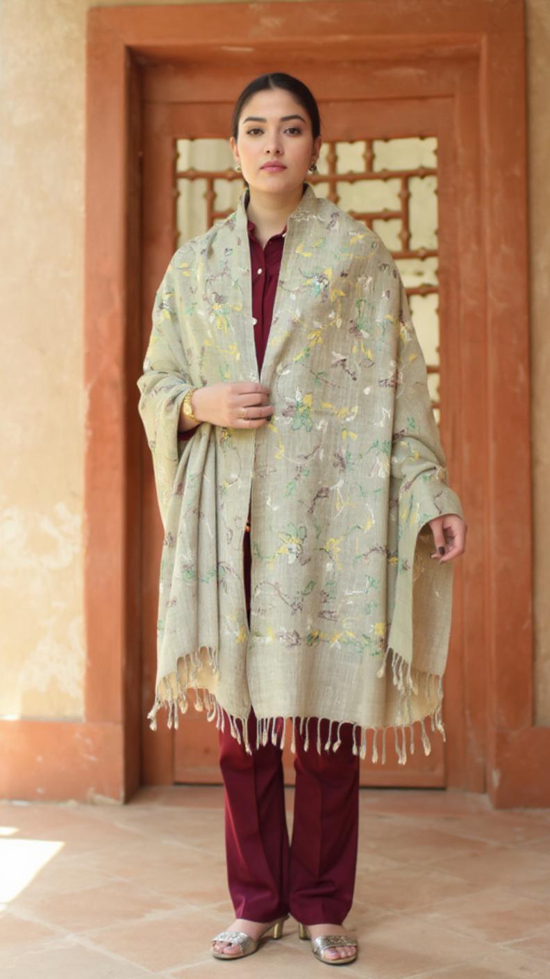 Women Woolen Shawl – Handmade Embroidery Women’s Winter Wrap from Chitral - Chitral Wool