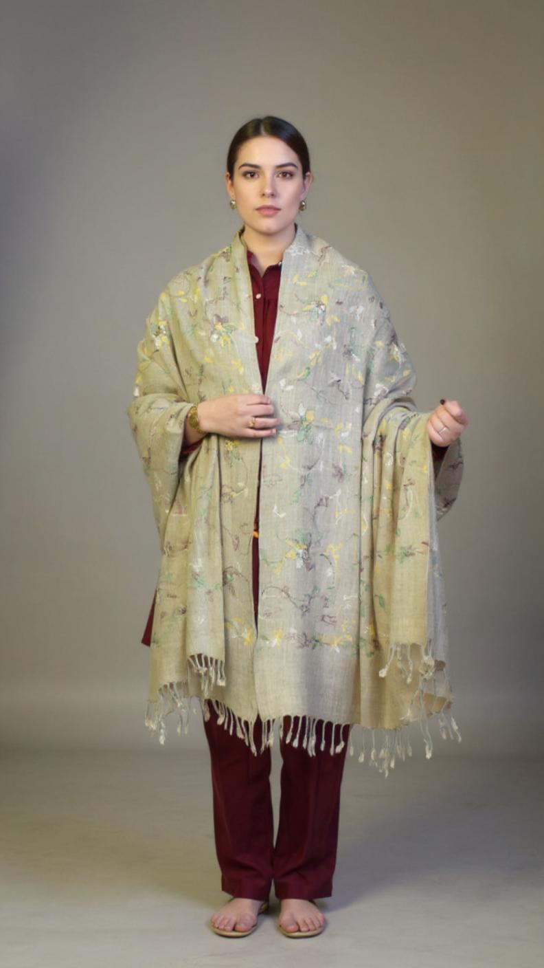 Women Woolen Shawl – Handmade Embroidery Women’s Winter Wrap from Chitral - Chitral Wool