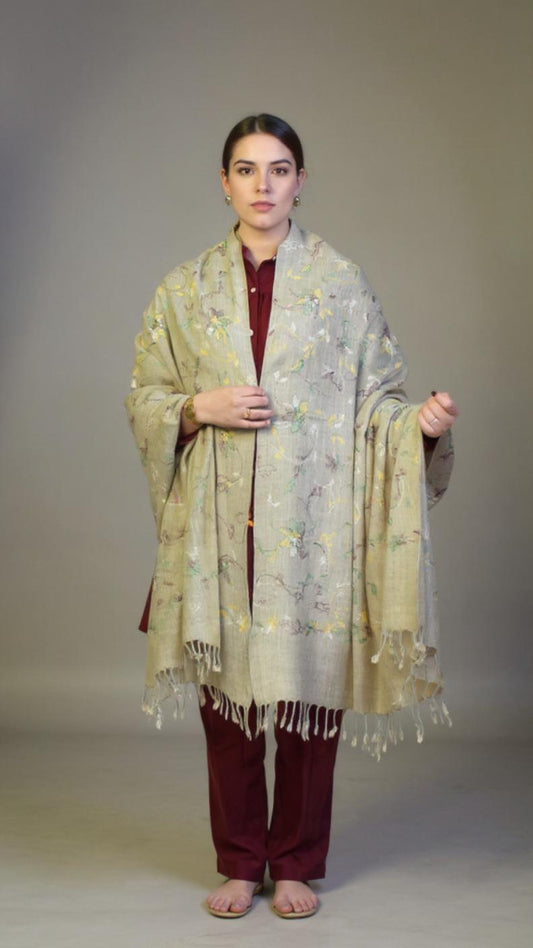 Women Woolen Shawl – Handmade Embroidery Women’s Winter Wrap from Chitral - Chitral Wool