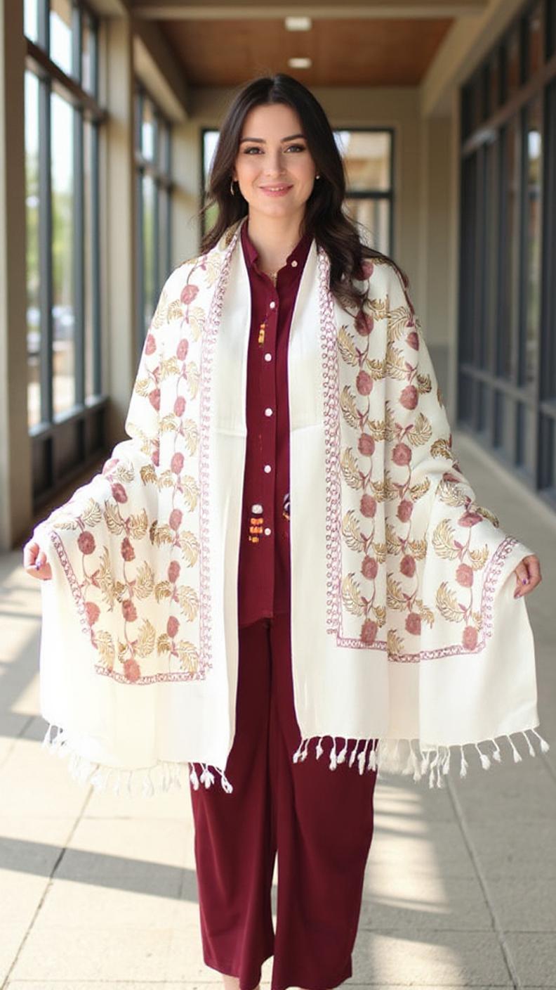 Premium Handwoven Shawl for women - Handmade Embroidery - Chitral Wool