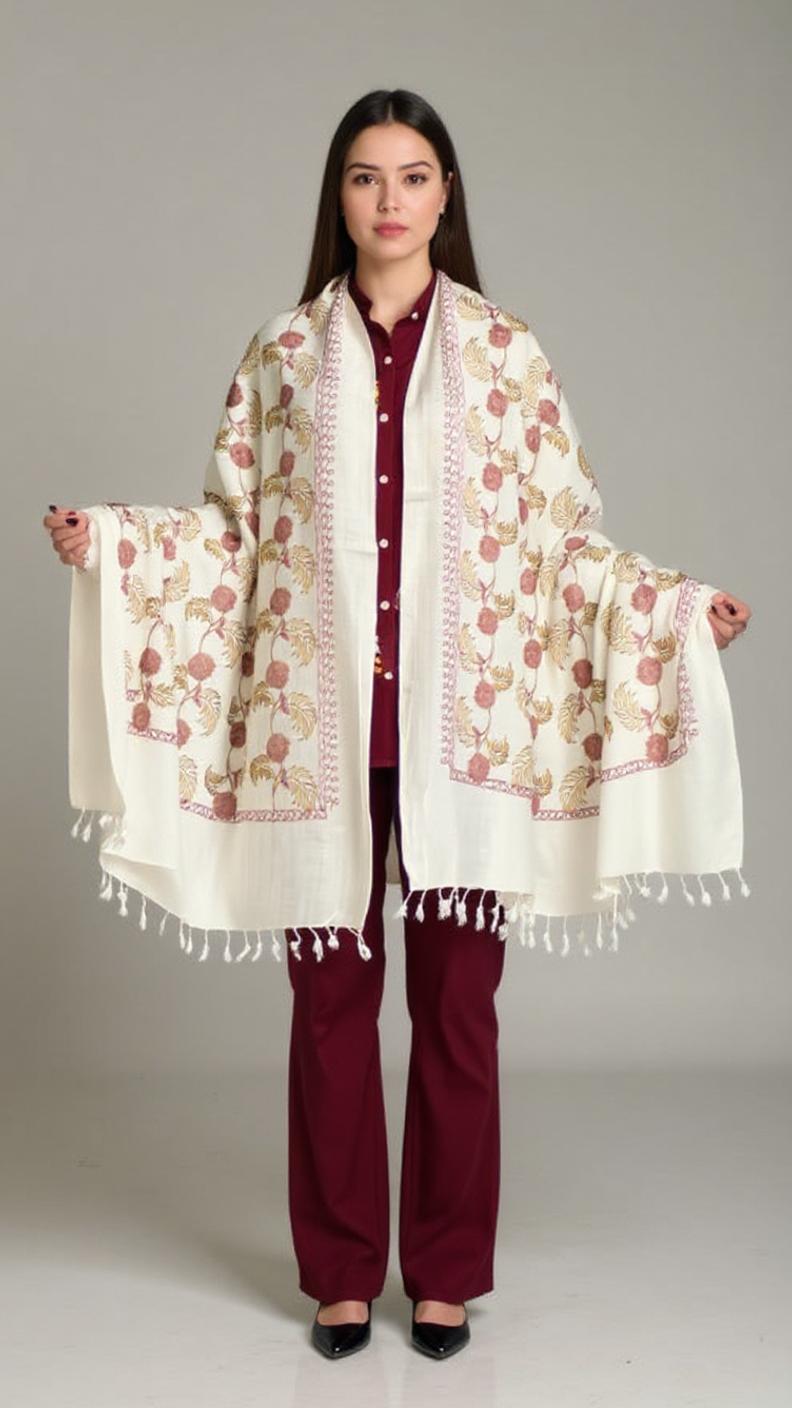 Premium Handwoven Shawl for women - Handmade Embroidery - Chitral Wool
