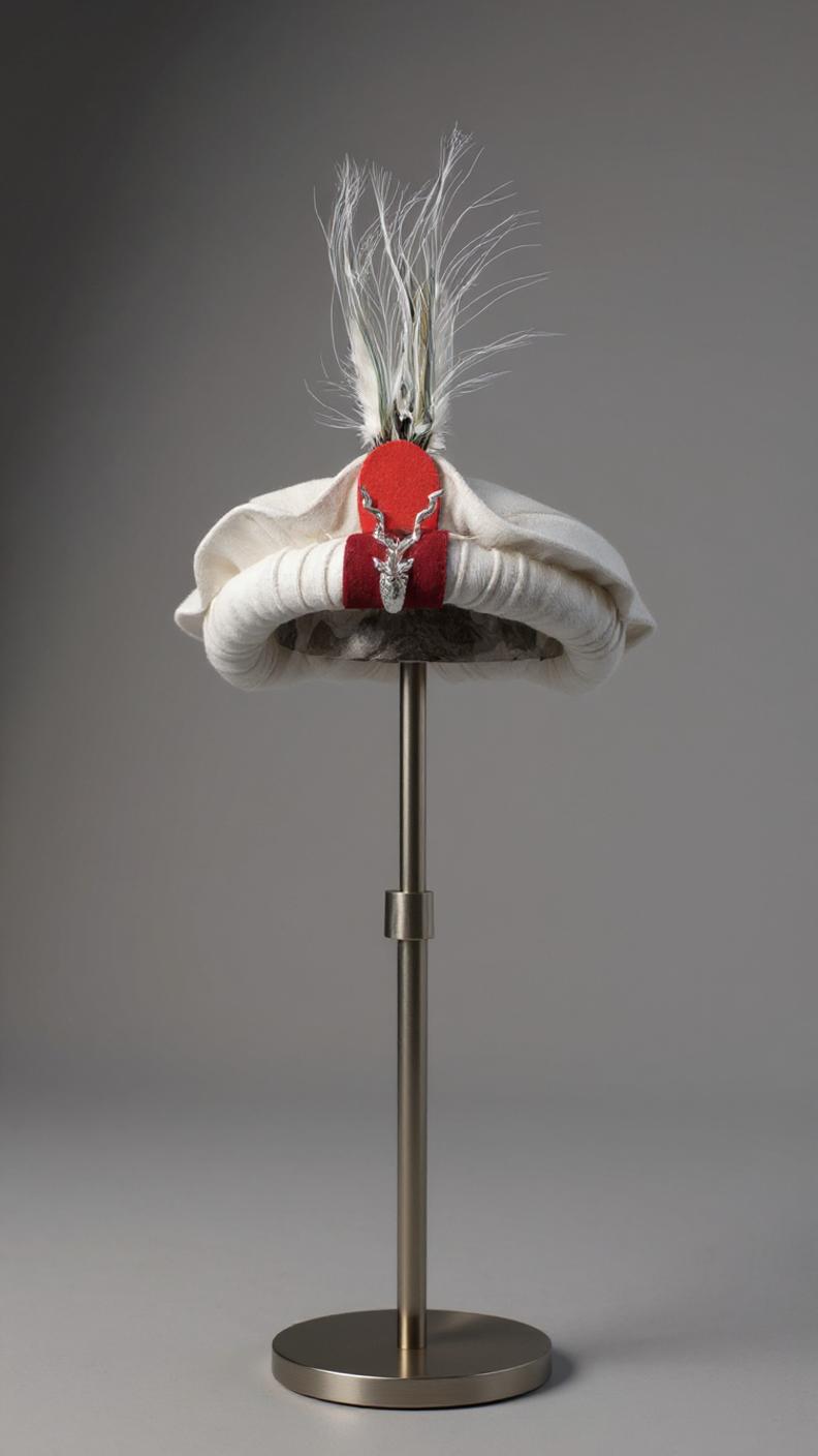Chitrali Woolen Cap With Feather and Makhor Lapel Pin - Chitral Wool