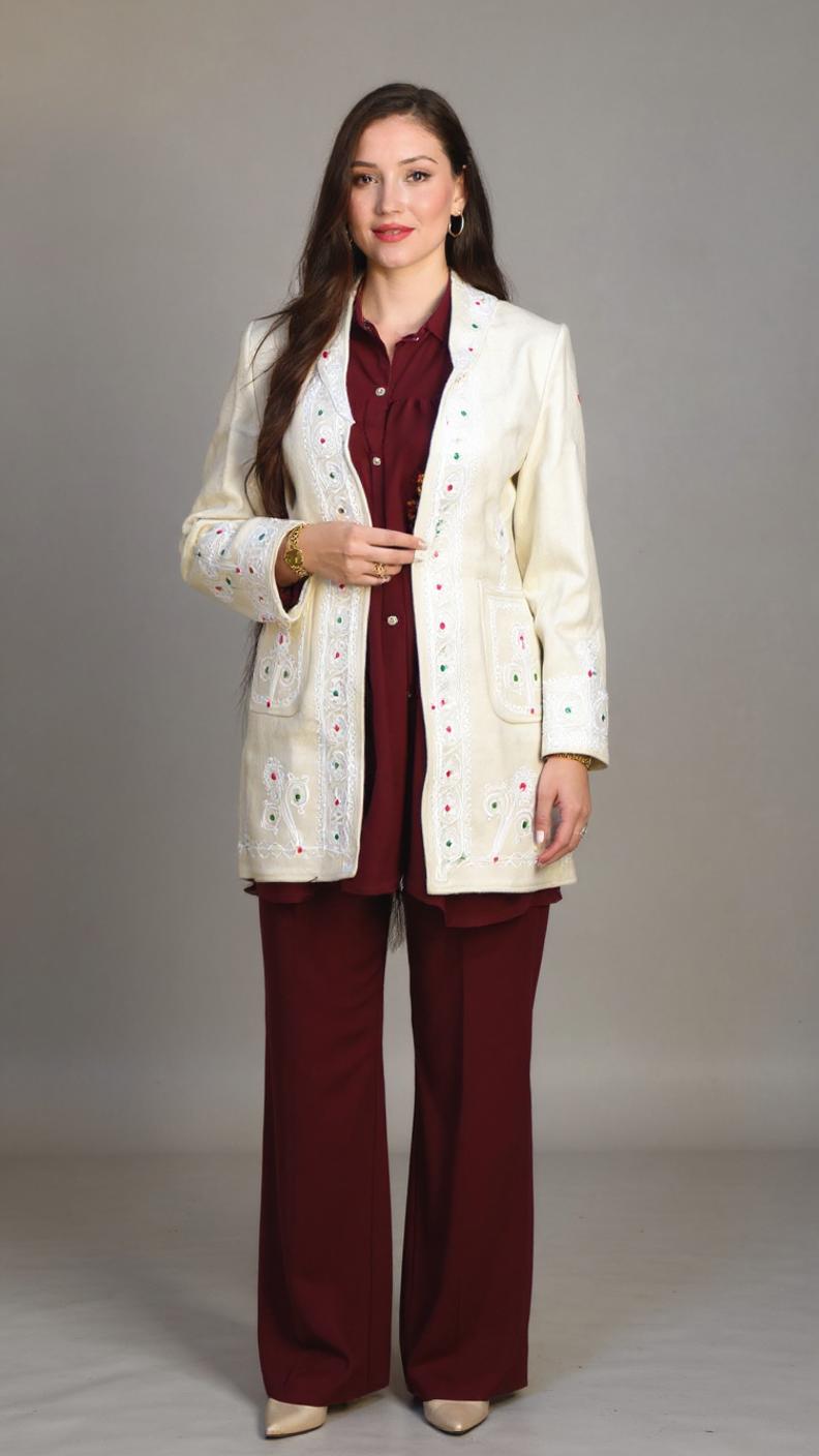 Chitrali Wool Women’s Handwoven Long Coat — Lightweight, Warm & Stylish - White Color