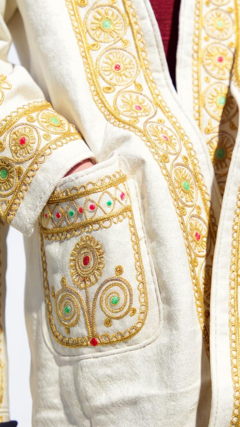 Chitrali Wool Women’s Handwoven Long Coat — Lightweight, Warm & Stylish - Off White Color