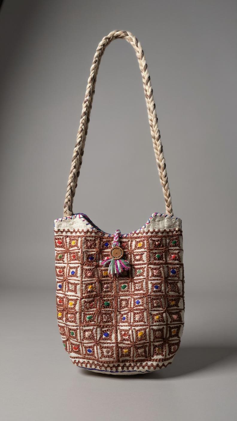 Handmade Embroidered Woolen Handbag for Women - Chitral Wool