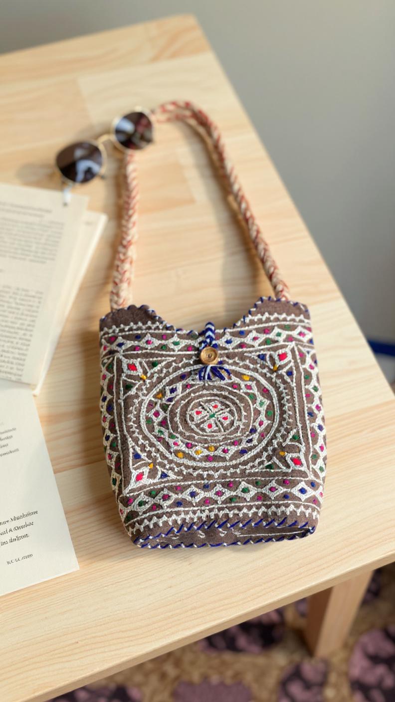 Handmade Embroidered Woolen Handbag for Women - Chitral Wool